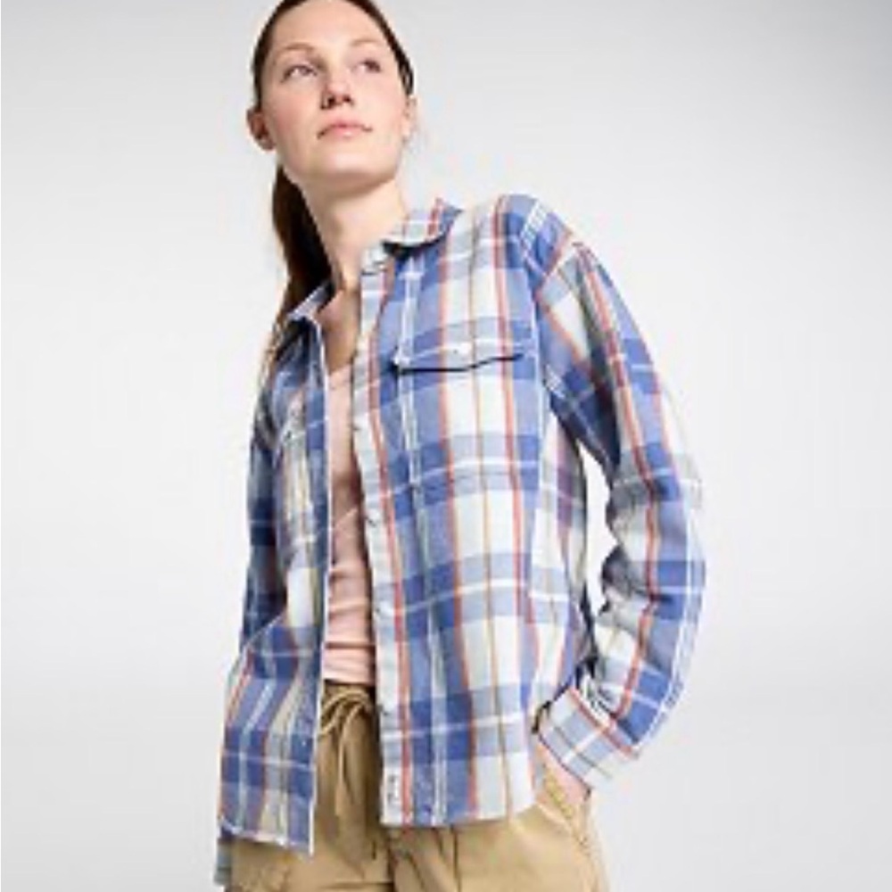 Alpine Designs twill button down shirt plaid blue